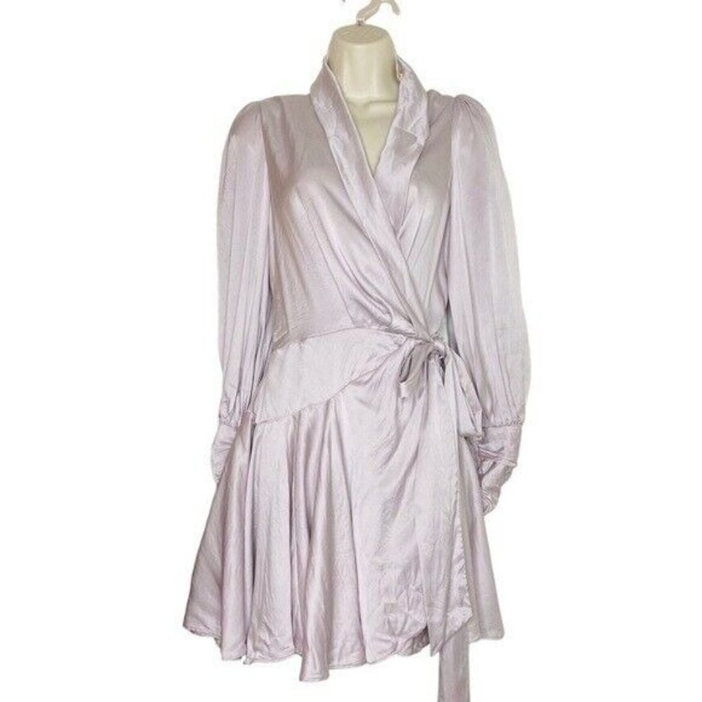Zimmermann Pale Lavender Wrap Mini Dress